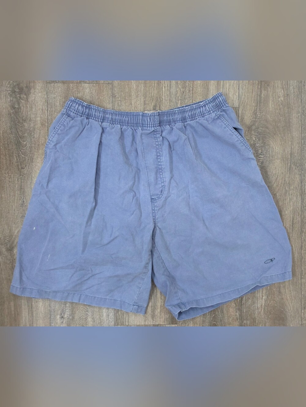 OP Men's Vintage Light Blue Athletic Shorts with Elastic Waist-Size Large